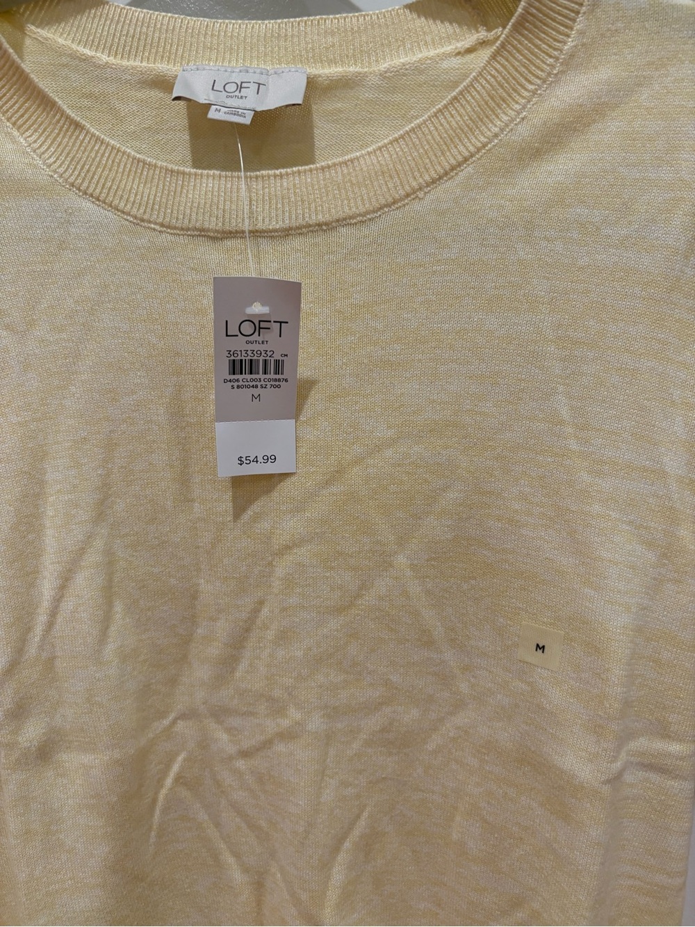 LOFT Pale Yellow Short Sleeve Puff Shoulder Sweater - Picture 2 of 4
